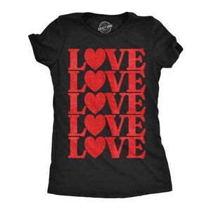 Womens Funny T Shirts Love Glitter Stack Cute Valentines Day Tee For Ladies